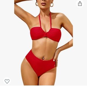 Red high waist bikini